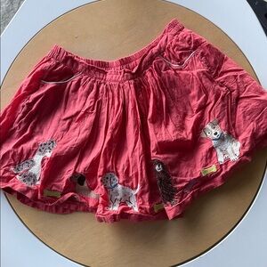 Boden Redish Skirt with Dog Embroidery and pockets